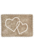 Bathmat Cotton Taupe Crochet Edge  w/ Hearts
