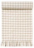 Table Runner Beige Gingham Check 13 x 72" With Ruffle Ends ADV