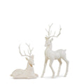 White Glitter Deer Set of 2 14.5"