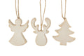 Wood Tree, Angel & Moose Ornaments - Assorted