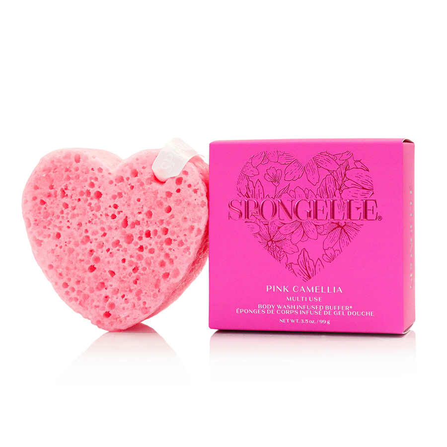 Spongellé | Heart-Shaped Body Wash Infused Buffer - Pink Camellia