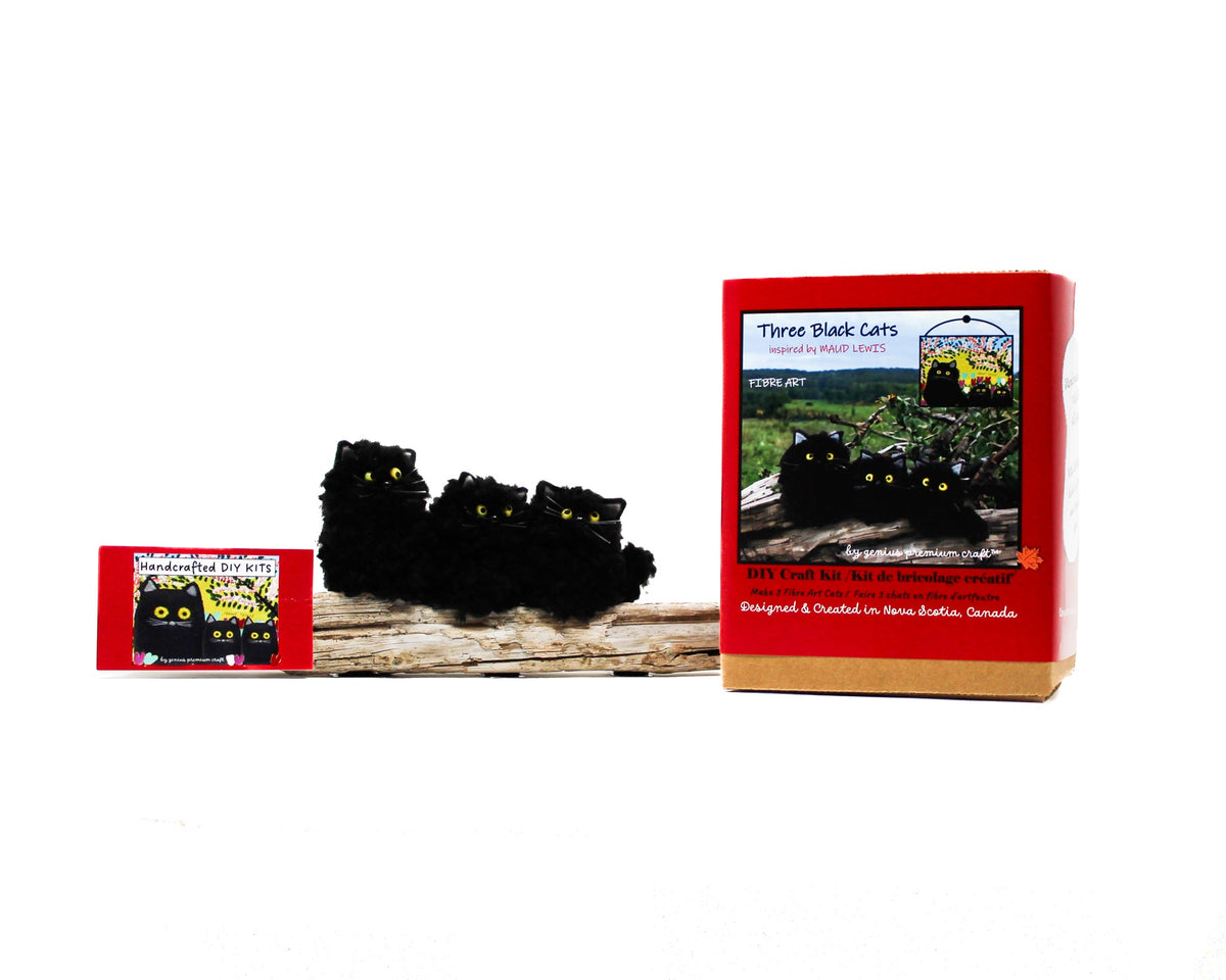 Fibre Art | Maud Lewis 3 Black Cats Kit