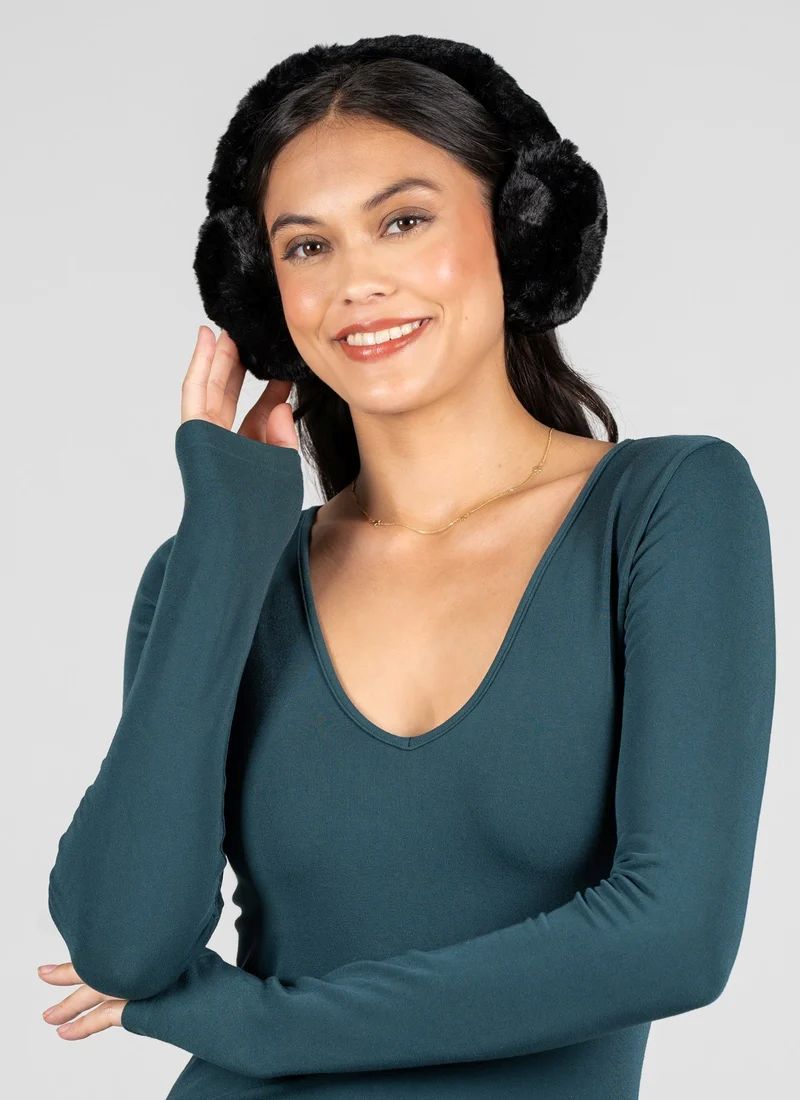 Faux Fur Earmuffs Black
