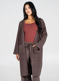 Knit Cardigan Long Viscose Blend Coffee Medium Large
