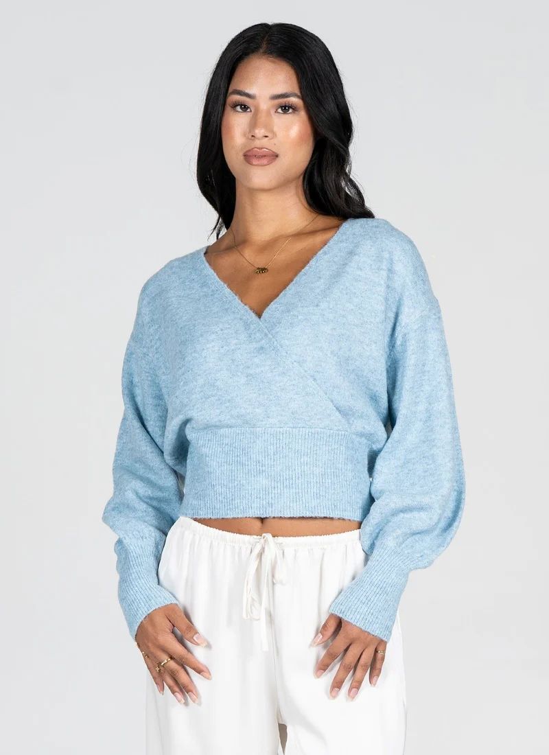 Sweater Heather Blue Wrap Large