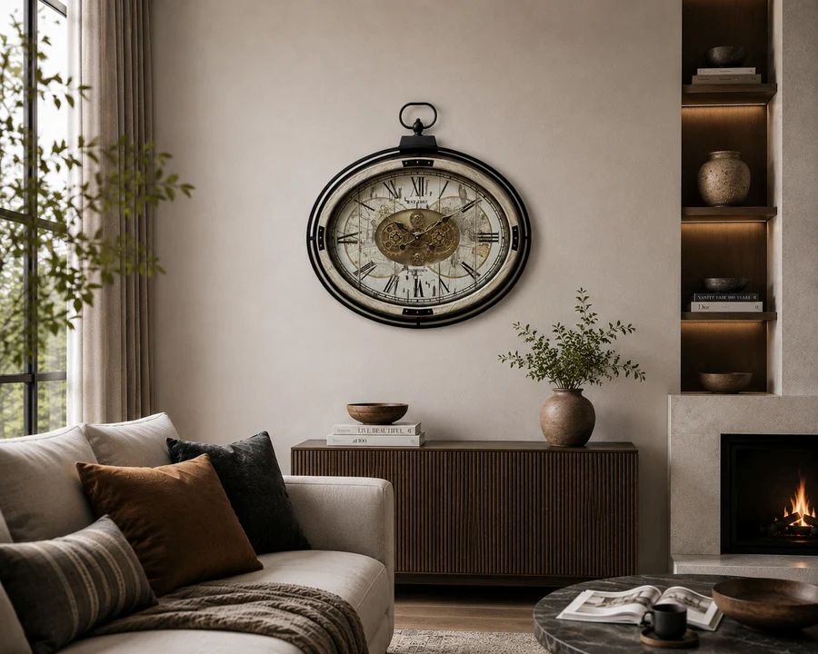 Old Town Oval Gear Wall Clock