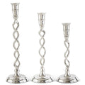 Silver Metal Twisted Taper Candle Holders