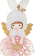 Starlight Collection | Pink & White Fabric Girl W/ Bunny Ears 8"