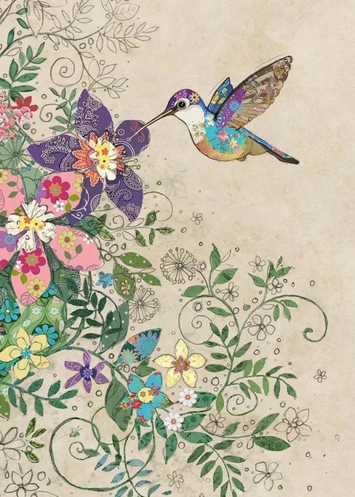 Flowers with Hummingbird Card | Bug Art