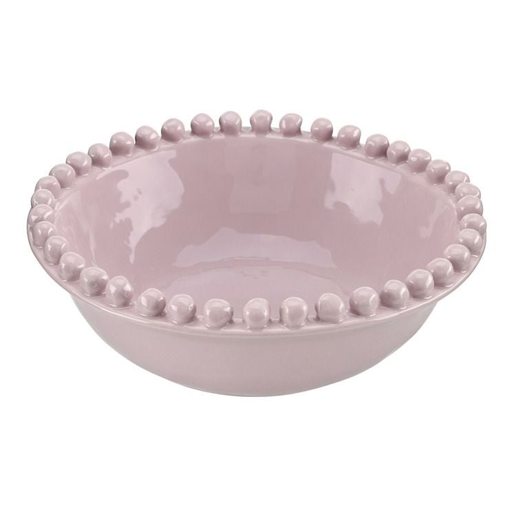 Beaded Lilac Ash Serving Bowl – Large