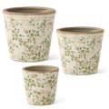 Ceramic Floral Pots Assorted Cream & Green