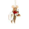 Mouse Waiter Ornament with Bow Tie & Wine Tray