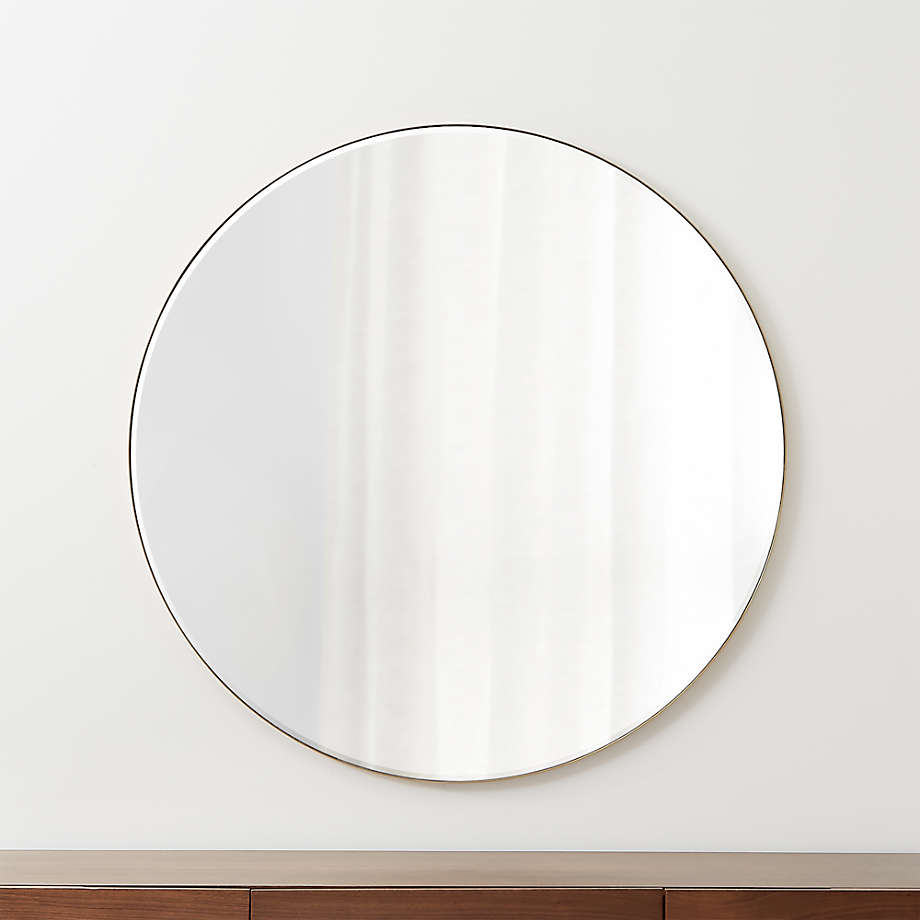 Round Antique Brass Mirror 47"