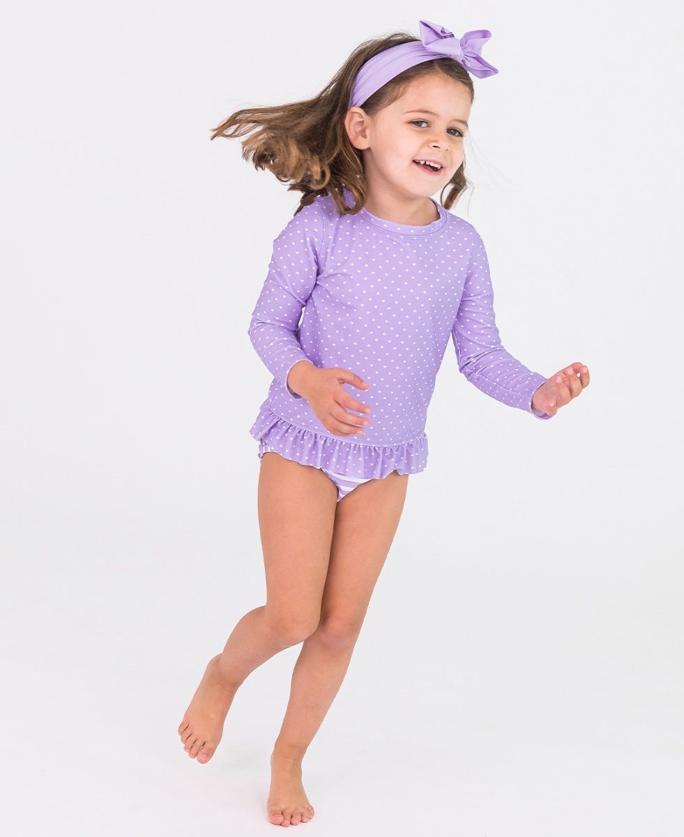 Bathing Suit Lavender Heart Long Sleeve Bikini