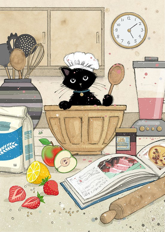 Baking Chef Black Kitty Card