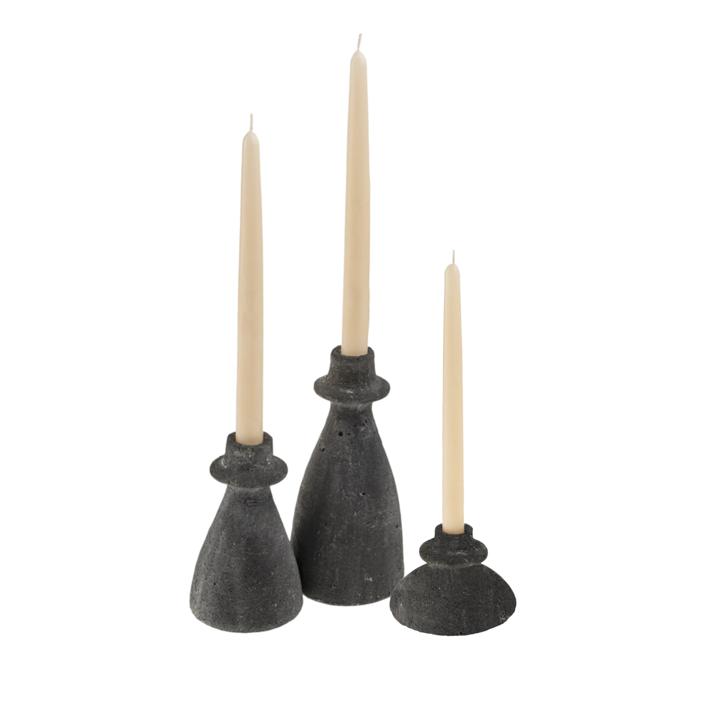 Arta Terracotta Candle Holder (Black) - Large