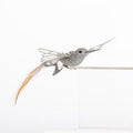 Silver Bird Clip-On Ornament with Sheer Wings
