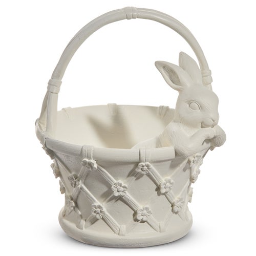 White Bunny Basket 11"