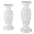 Candle Holders set of 2 Leaf Embossed 11.75"