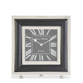 Clock 10.5" Black & Silver Square Tabletop