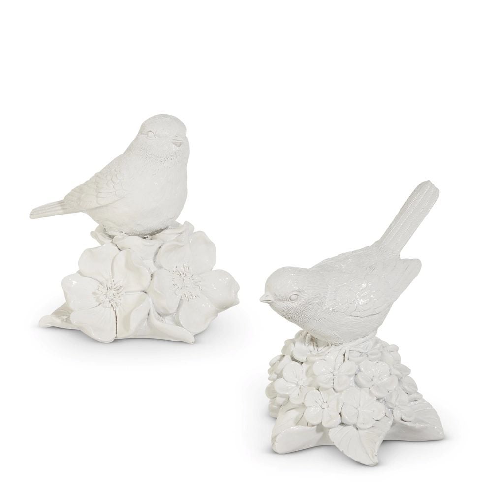 Birds On Hydrangea White 5.75"