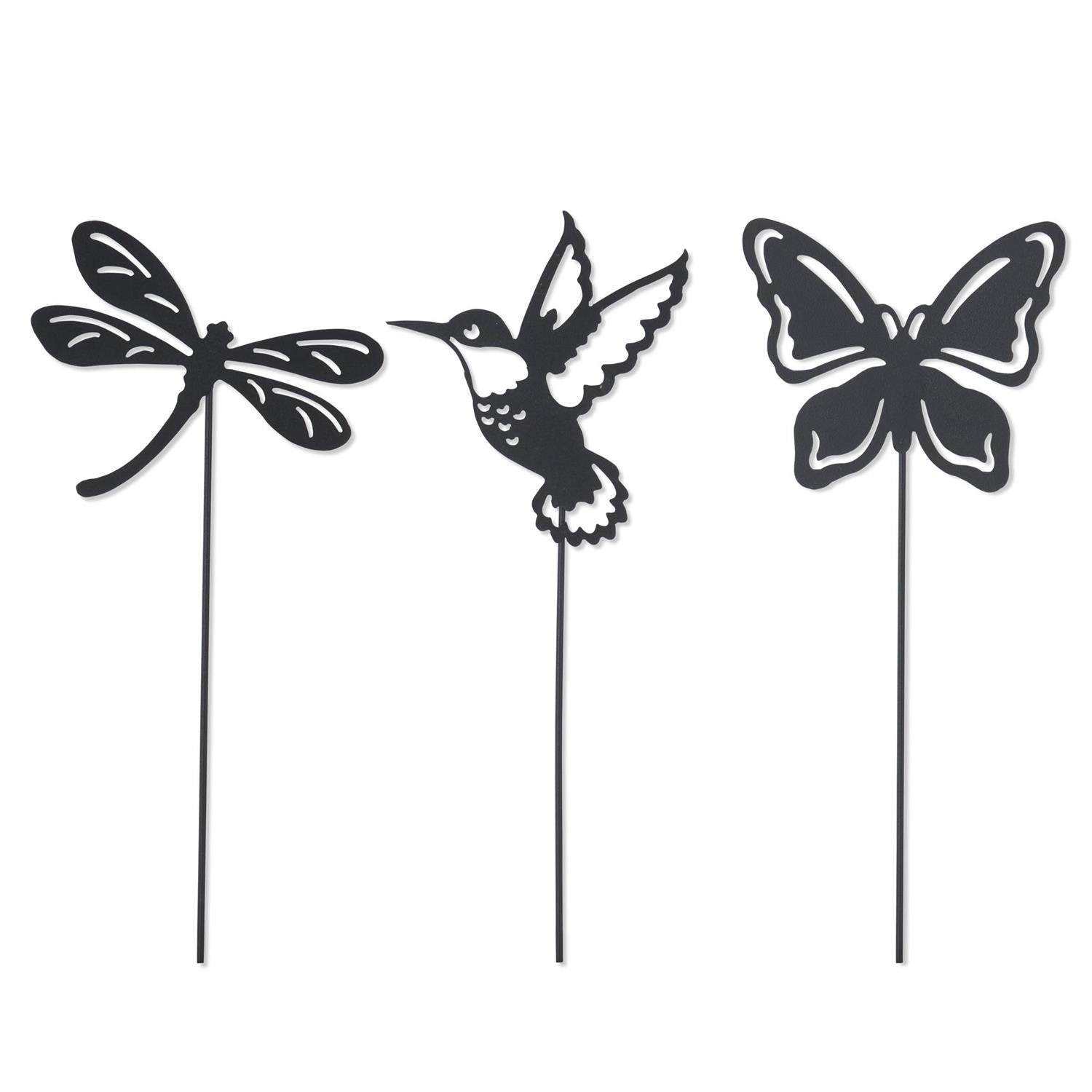 Garden Stakes Black Metal Cutout