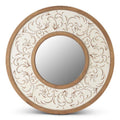 Mirror White Washed Embossed Round Scroll Framed
