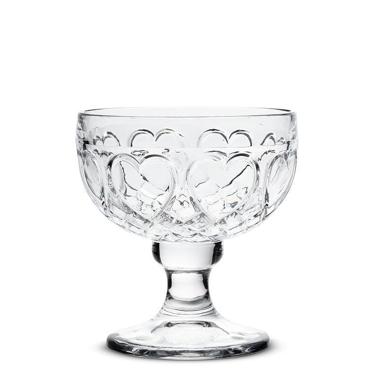 Heart Embossed Pedestal Glass Bowl - 4.5"
