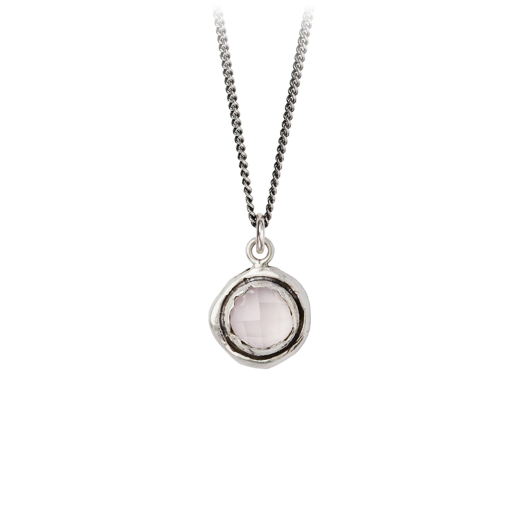Pyrrha | Faceted Stone Rose Quartz Talisman Necklace 18"