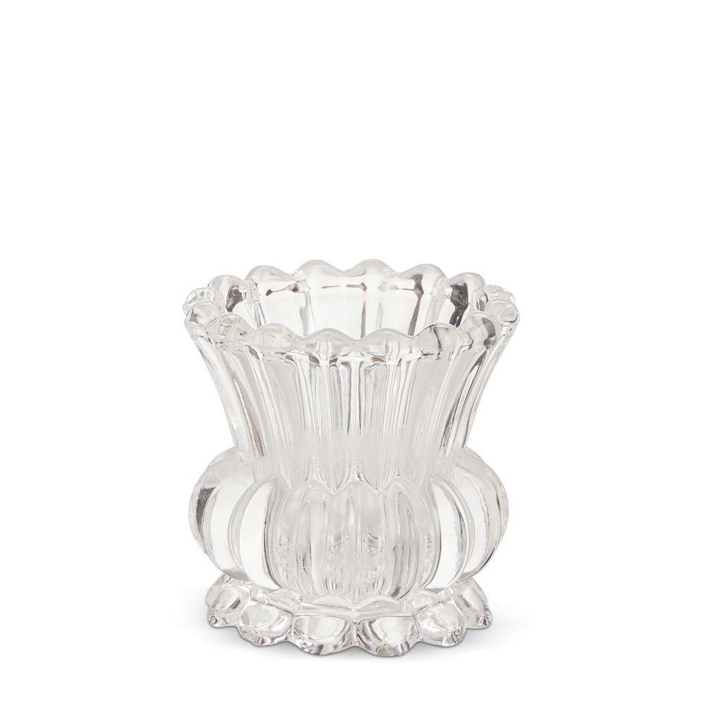 Glass Votive Holder Ruffle White Zara
