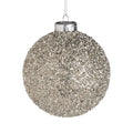 Vintage Silver Glass Ball Ornament with Glitter 4.5"