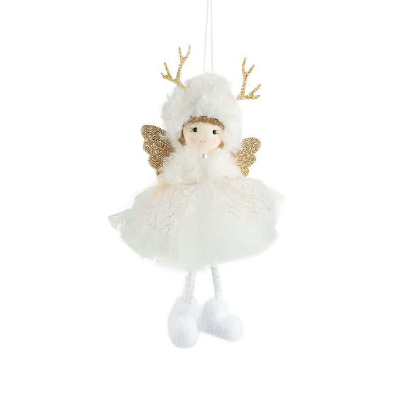 Plush Fabric Angel Ornament with Silver  Wings 7.5"