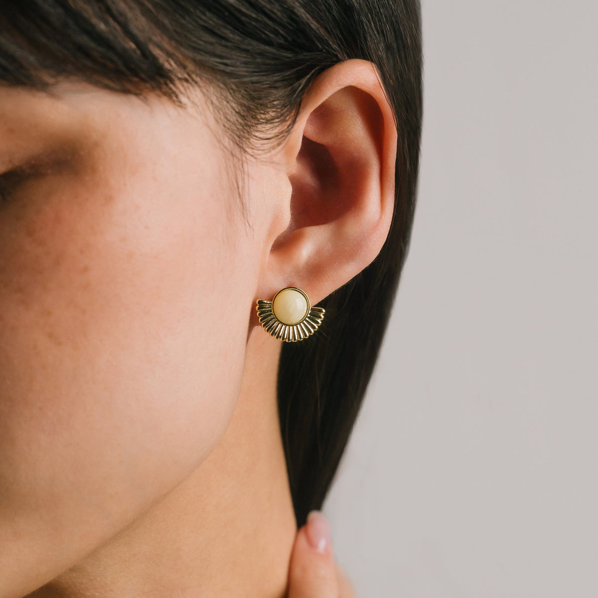 Lover's Tempo | Moon Petal Yellow Stud Earrings