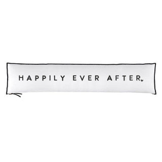 Happily Ever After Wedding Pillow - White with Black Trim
