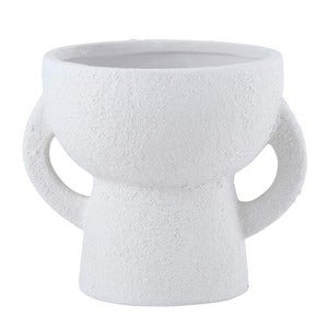 Double-Handled Short Vase - White