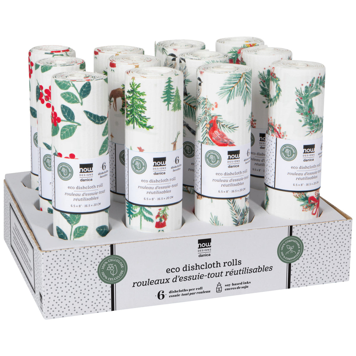 Christmas Eco Dish Cloth Roll
