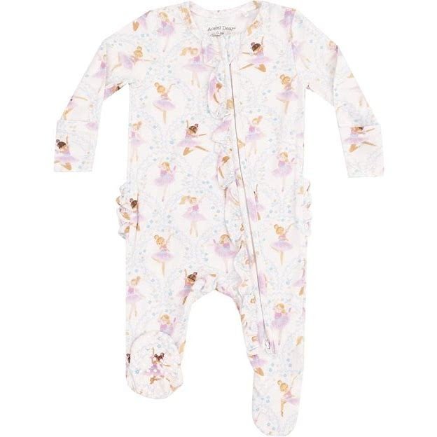 Baby Ballerina Bow Zippered Footie Sleeper