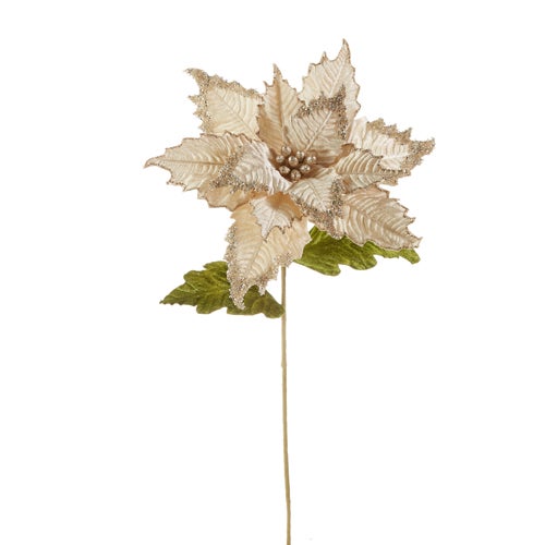27" Ivory Velvet Poinsettia Stem
