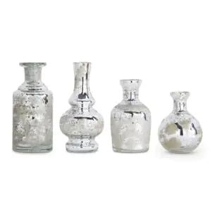 Vase Mini Bud Assort Silver Mercury Etched