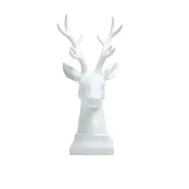 Glossy White Ceramic Deer Bust 16.5"