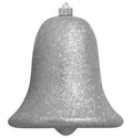 Silver Glitter Bell Ornament 7" - Shatterproof