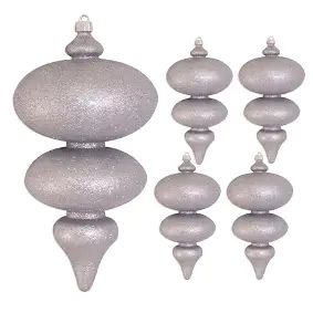 Silver Glitter Finial Ornament 15" - Shatterproof