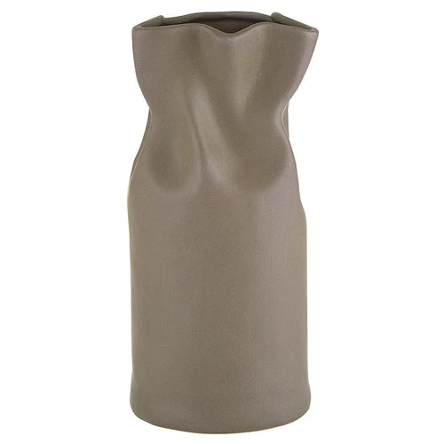 Cinched Brown Grey Ceramic Vase