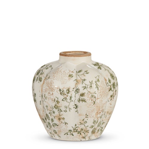 Vase Taupe Floral 8" ZR