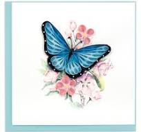 Quilling Card | Blue Butterfly Pink Flowers