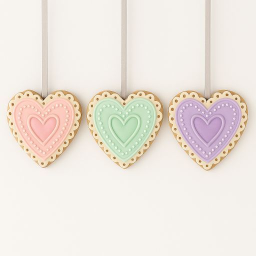 Pastel Resin Gingerbread Heart Ornaments 2.5" - Assorted