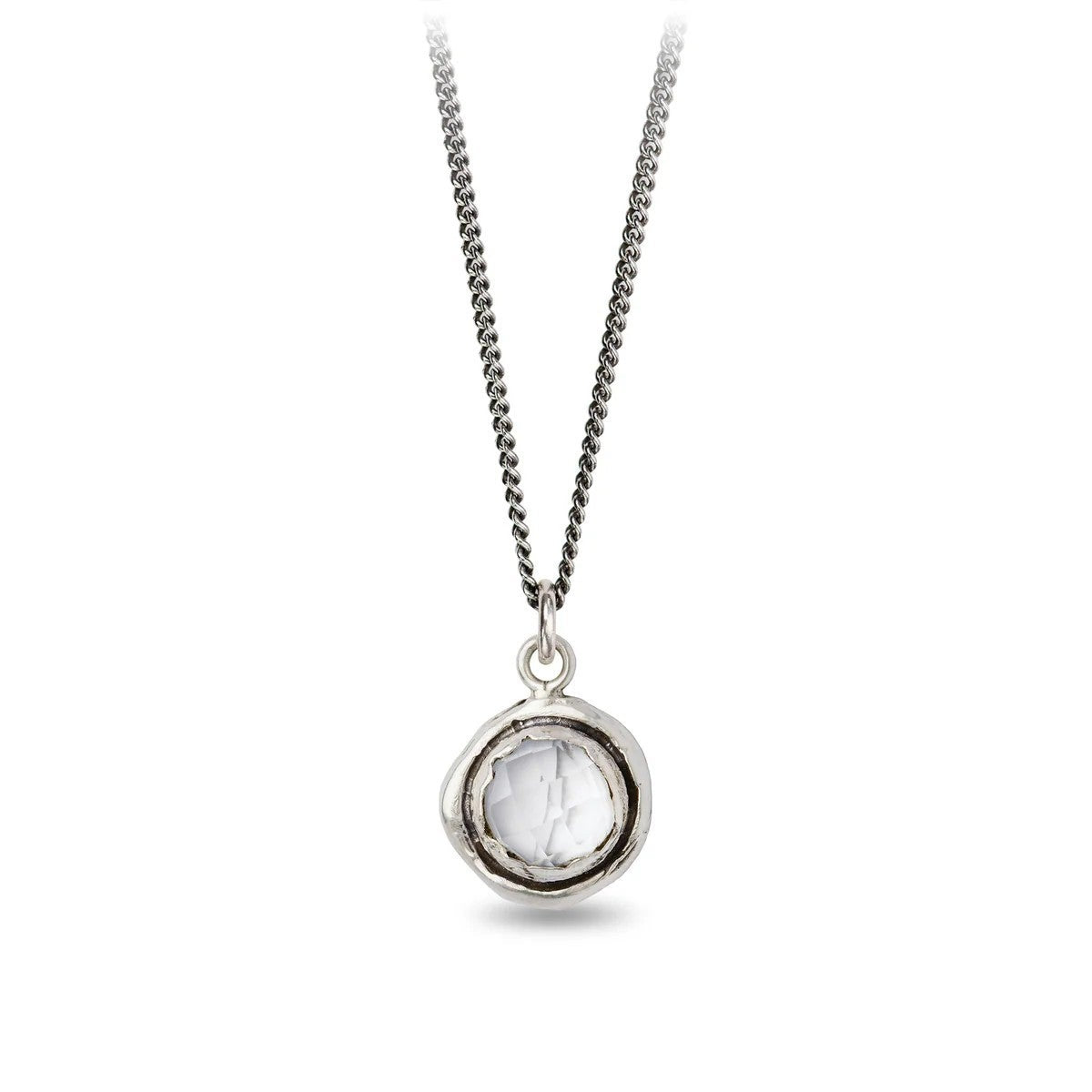 Pyrrha | Faceted Stone Clear Quartz Talisman Necklace 18"