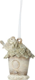 Painted Resin Birdhouse Ornament