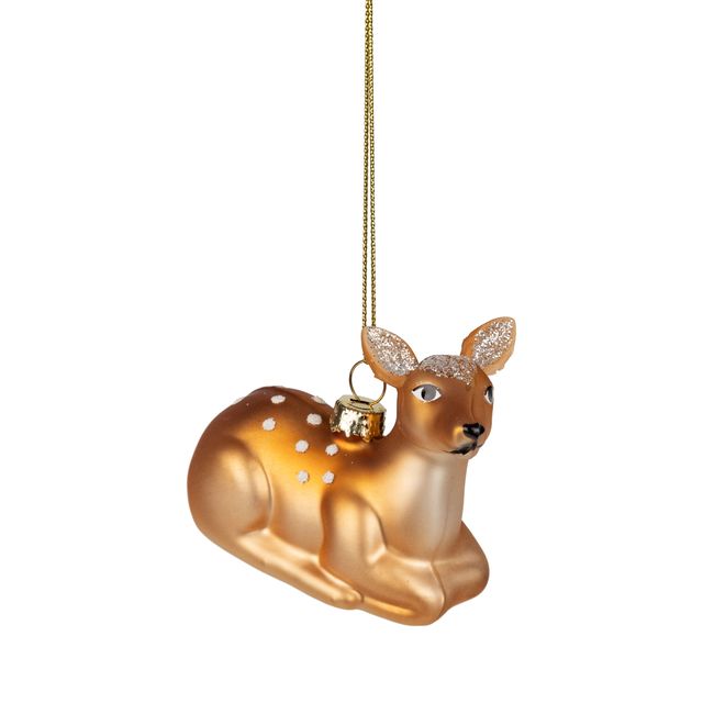 Glass Sitting Fawn Ornament