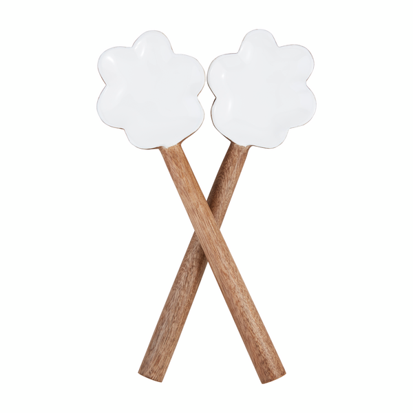 Mud Pie | Wood & Enamel Scalloped Salad Servers